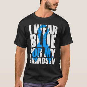 T-shirt Mémé Pépé Je Porte Bleu Pour Mon Petit-Fils Autism