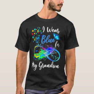 T-shirt Mémé Pépé Je Porte Bleu Pour Mon Petit-Fils Autism