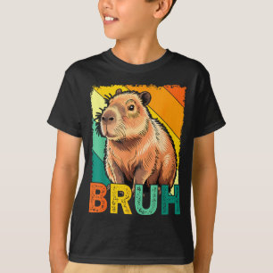 T-shirt Mème Rétro Vintage Capybara Bruh pour garçons fill