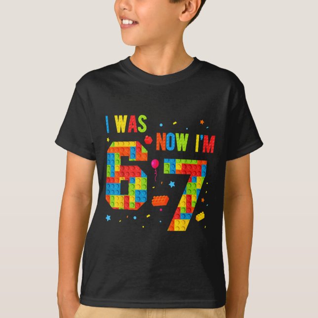 T-shirt Meme Six Seven Garçons Construction Anniversaire J (Devant)