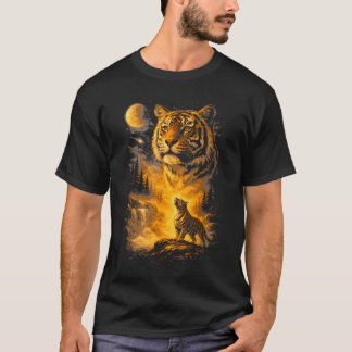 T-shirt Mème Tigre Hurleur à la Lune Animal des Années 90