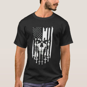 T-shirt Memento Mori Rosaire Catholique Crâne Drapeau Amér