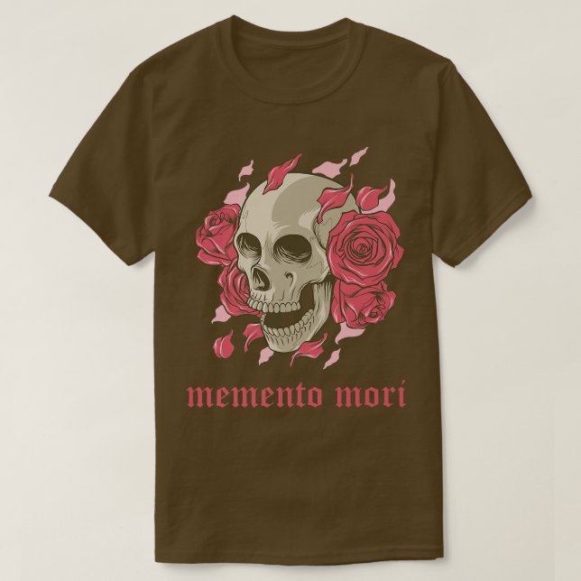 T-shirt Memento Mori Skeleton  rose Remember You Die philo (Design devant)