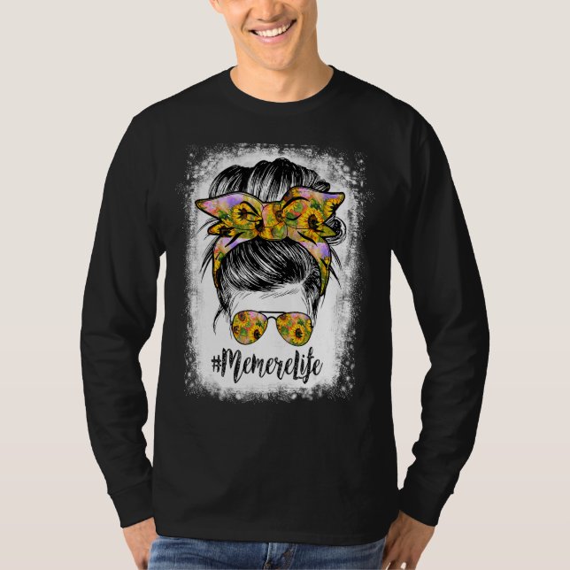 T-shirt Memere Life Bleached Memere Life Sunflower Messy (Devant)