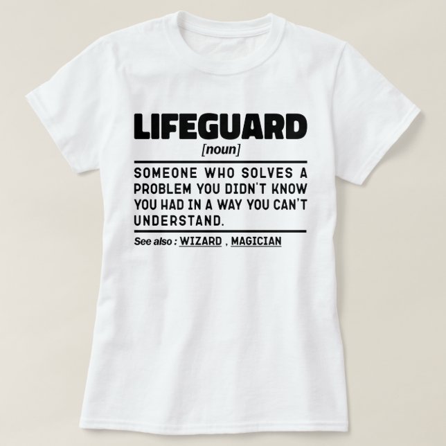 T-shirt Mèmes de garde-plage certifiés Lifeguard Noun (Design devant)