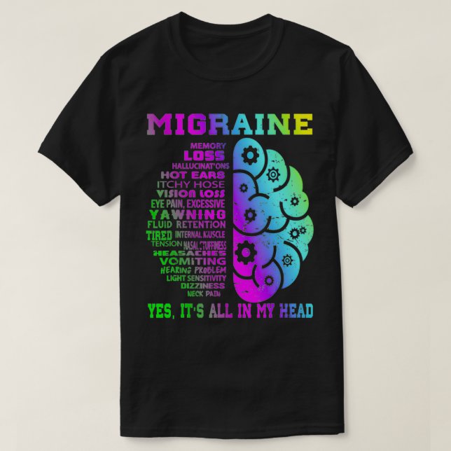 T-shirt Mémoire migraine cool Moins d'hallucinations (Design devant)