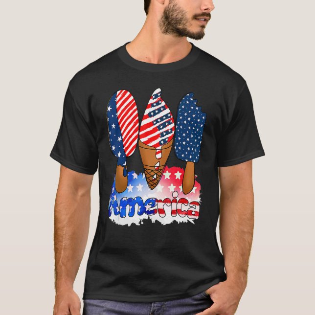 T-shirt Memorial Day 4 juillet Holiday Patriotic Ice Cre (Devant)
