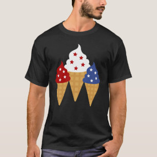 T-shirt Memorial Day 4 juillet Holiday Patriotic Ice Cre