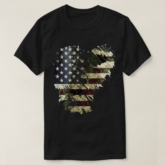 T-shirt Memorial Day Camo American USA Drapeau Camouflage  (Design devant)