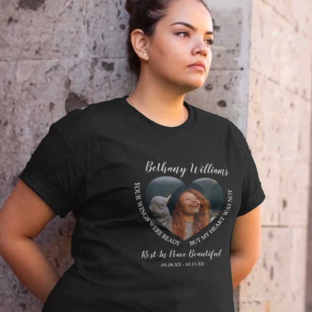 T-shirt mémorial de photo de coeur personnalisé mo (Créateur téléchargé)