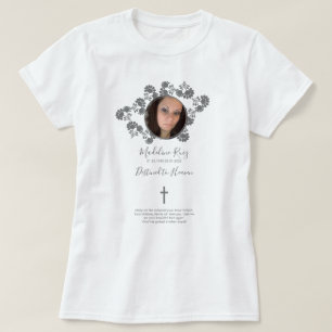 T-shirt Memorial Funeral Cross Photo Floral Motif
