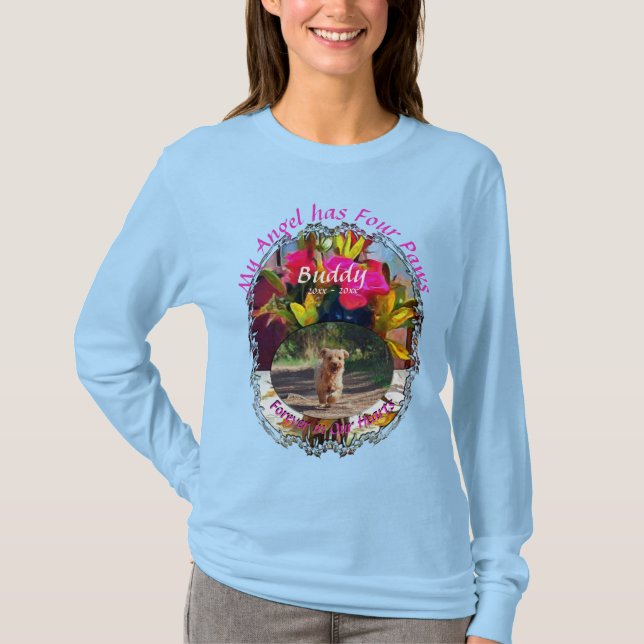T-shirt Mémorial Mon ange a quatre pattes Fleurs PM0001 (Devant)
