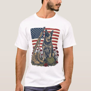 T-shirt Mémorial patriotique Blue Heeler Gravure vintage S