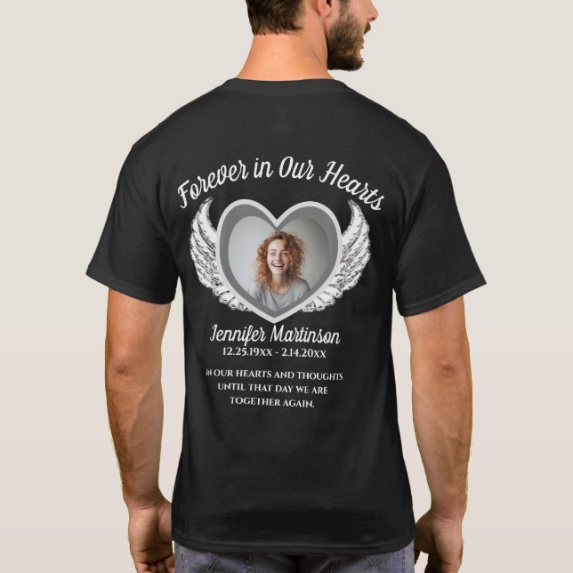 T-shirt Mémorial pour toujours dans nos coeurs | Ajouter u (Dos)