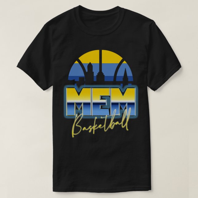 T-shirt Memphis Basketball Retro 90s Chrome Skyline (Design devant)