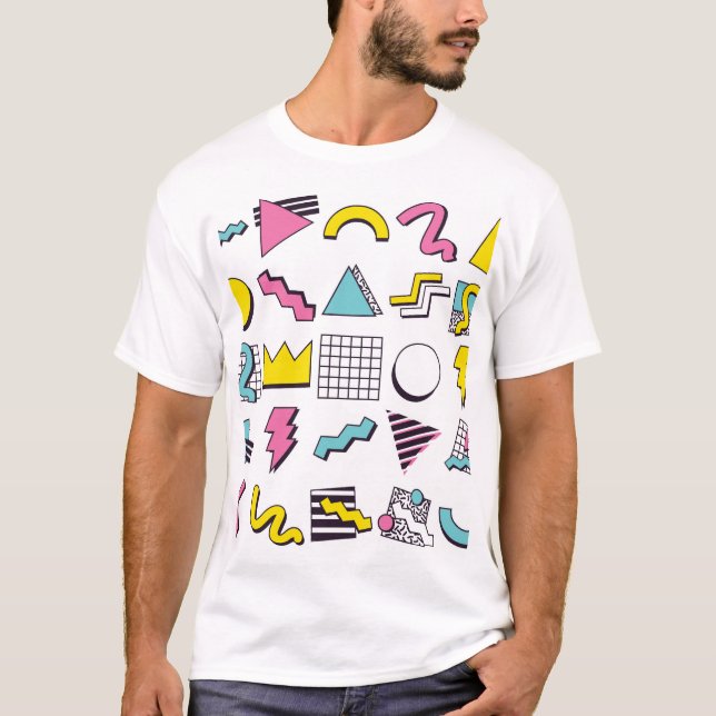 T-shirt Memphis des années 90 : Eléments de design pop. (Devant)
