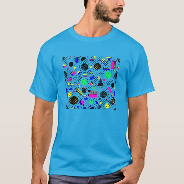 T-shirt Memphis, Retro, 80s, Geometric, Pattern, Neon, Abs (Devant)