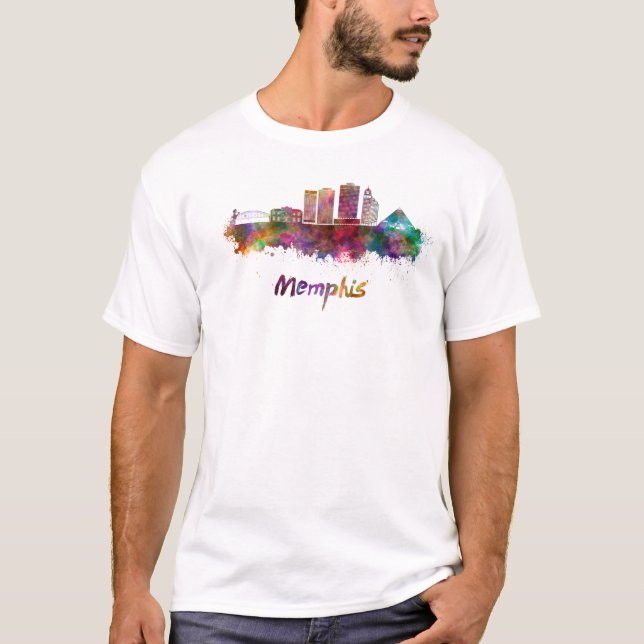 T-shirt Memphis V2 skyline in watercolor (Devant)