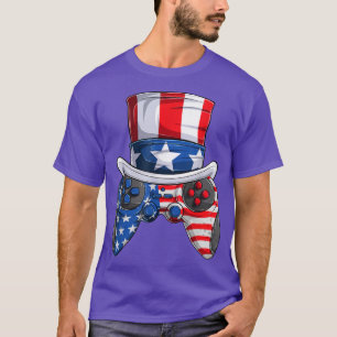 T-shirt Men Boy Quart du Juillet s, American Flag Video Ga