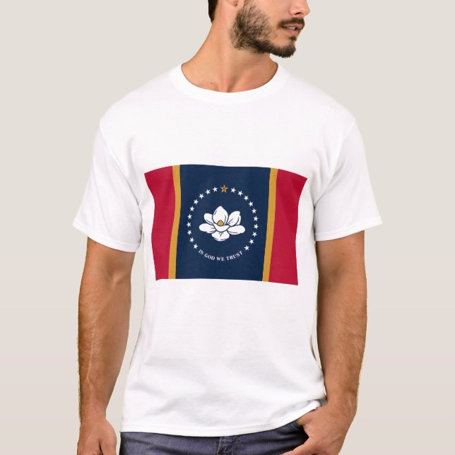 T-shirt Men T Shirt with Flag of Mississippi State, USA (Devant)