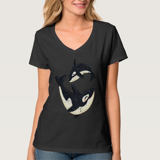 T-shirt Men Women Happy Orcas Killer Whale Cute Orca Lover (Devant)