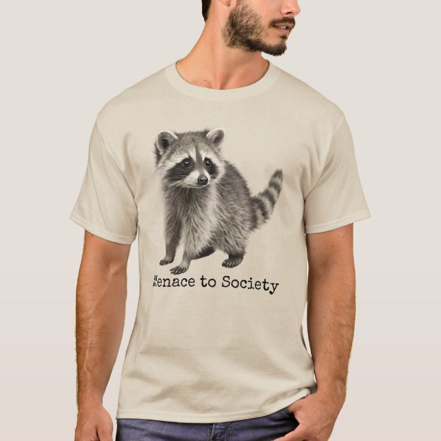 T-shirt Menace pour la société, Mème drôle de raton laveur (Devant)