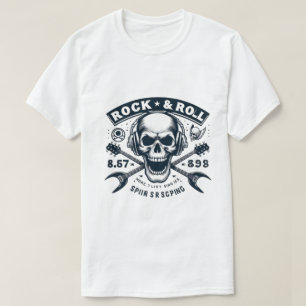 T-shirt Menacer Skull & Crossbones Rock Band Logo T-Shir