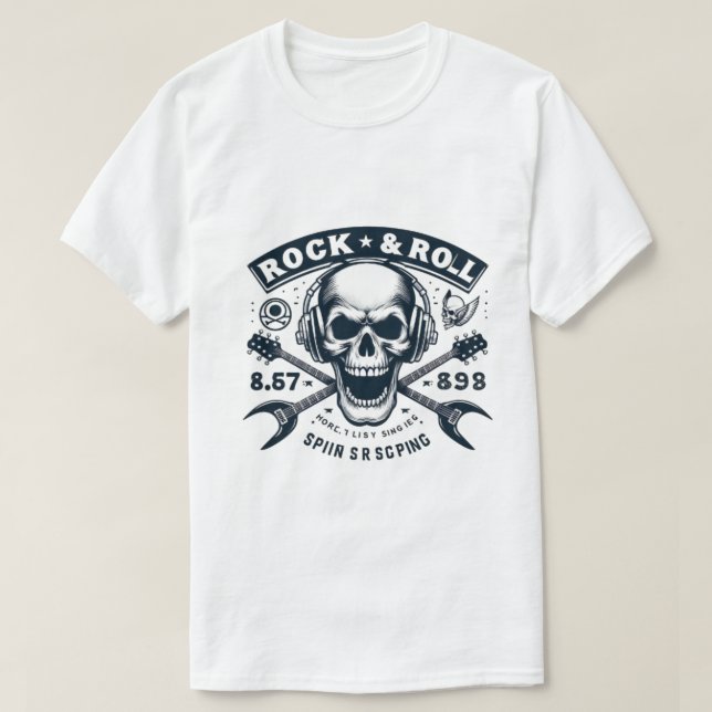T-shirt Menacer Skull & Crossbones Rock Band Logo T-Shir (Design devant)
