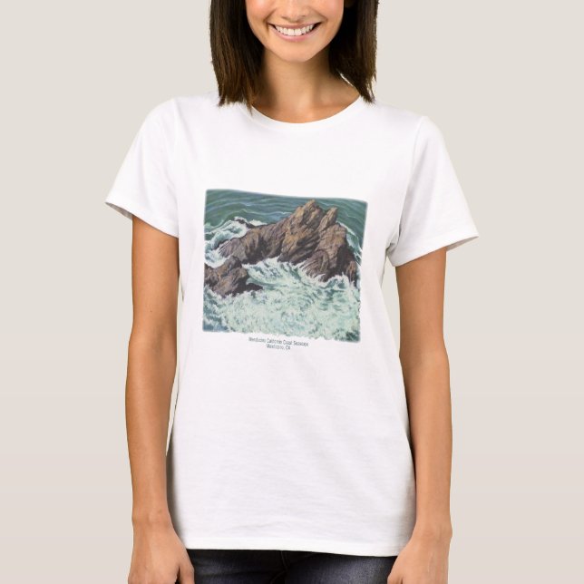 T-shirt Mendocino California Coast Seascape; imprimé, t-sh (Devant)