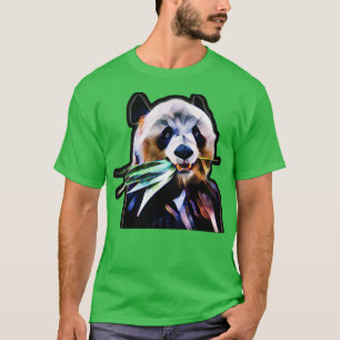 T-shirt Meng Xiang mignon gros panda ours mange bambou Ber