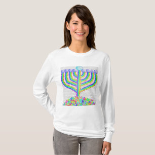 T-shirt Menorah arc-en-ciel de Hanukkah