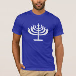 T-shirt Menorah bleu<br><div class="desc">Vous aimerez cette conception juive bleue fraîche de Hanoukka Menorah. Grand pour des cadeaux ! Disponible sur des tee - shirts, des cas intelligents de téléphone, des mousepads, des porte - clés, des affiches, des cartes, des couvertures électroniques, l'ordinateur portable d'ordinateur/des douilles, des capsules, des tasses, et plus de carnet...</div>