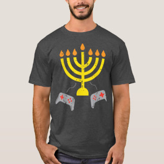T-shirt Ménorah Contrôleurs de jeu vidéo Gamer Hanoukka Ga