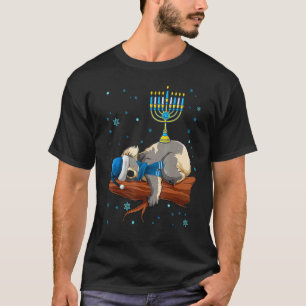 T-shirt Menorah drôle de paresseux endormi Hanukkah Chanuk