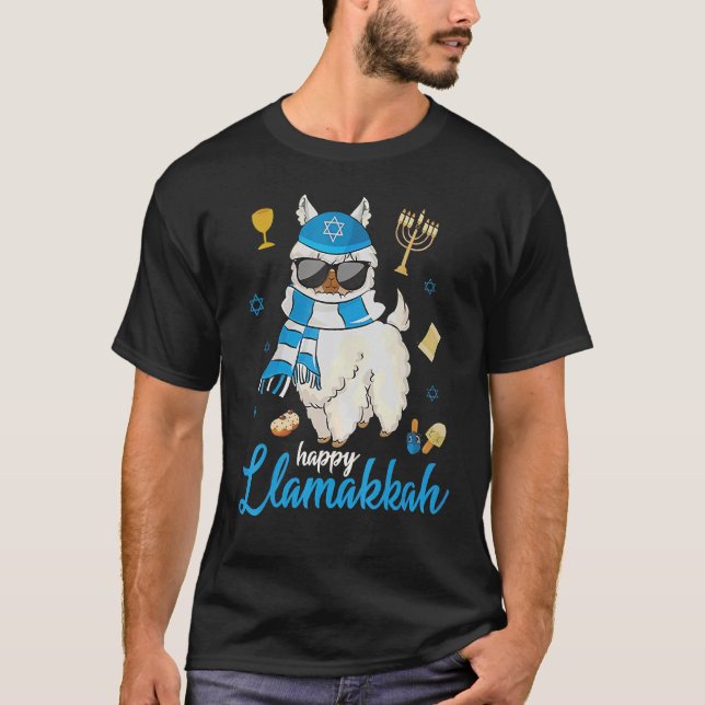T-shirt Menorah Hanoukka Llama Cute Alpaca Chanukah 1 (Devant)