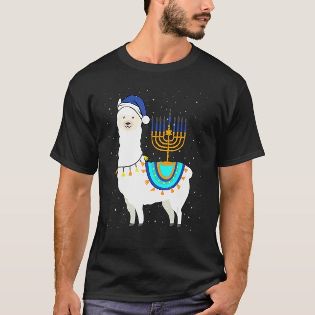 T-shirt Menorah Hanoukka Llama Cute Alpaca Chanukah Christ (Devant)