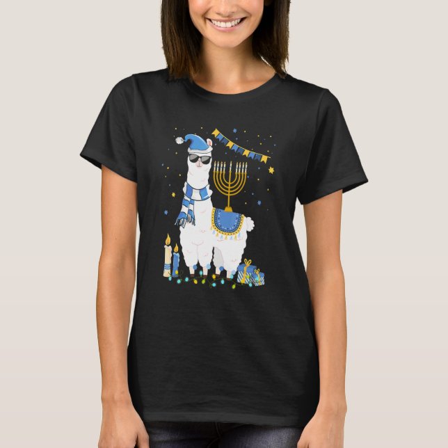 T-shirt Menorah Hanukkah Llama Cute Alpaca Chanukah Holida (Devant)
