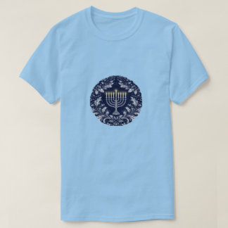 T-shirt Menorah Navy Profond Motif William Morris