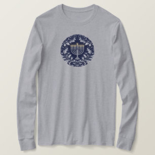 T-shirt Menorah Navy Profond Motif William Morris