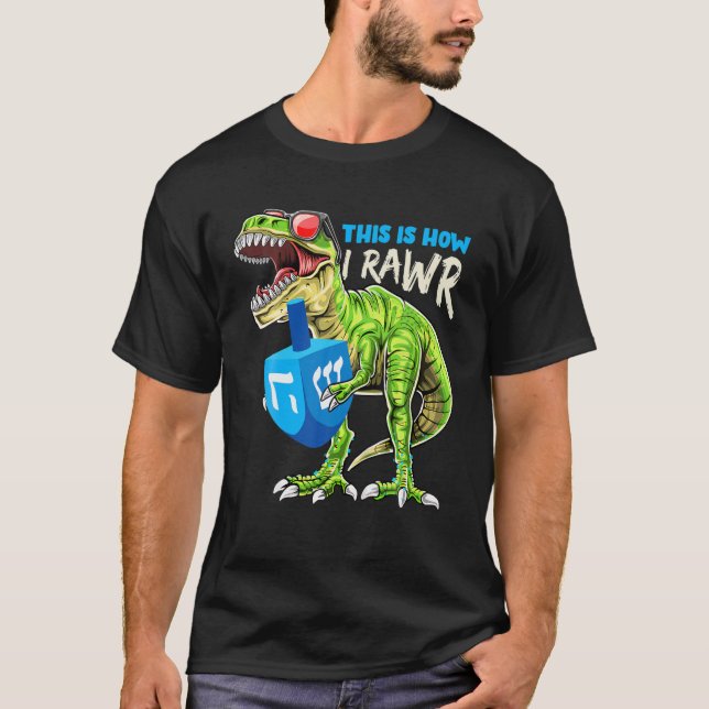 T-shirt Menorasaurus Comment je roule Dinosaur Hanoukka Gi (Devant)