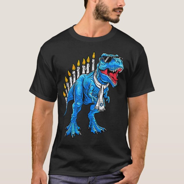 T-shirt Menorasaurus Hanukkah T Rex Dinosaur Dino Chanukah (Devant)