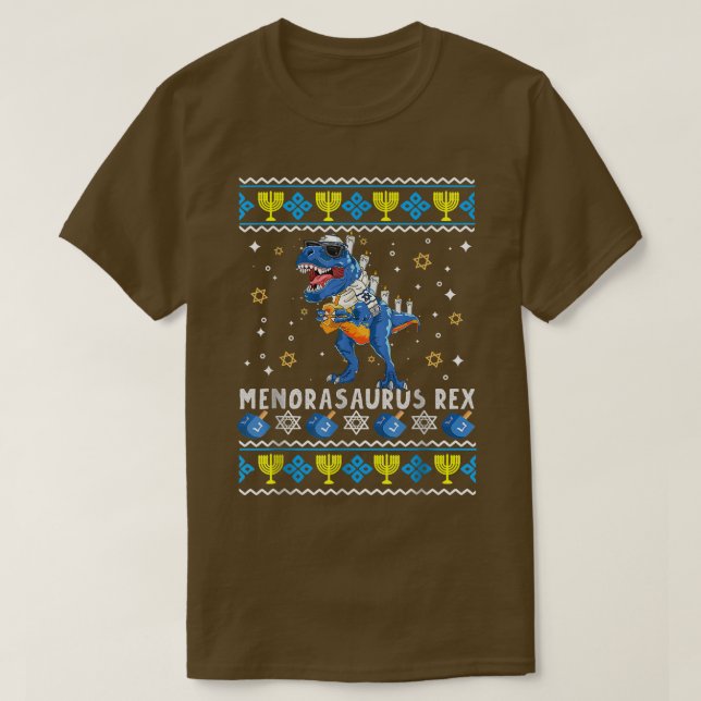 T-shirt Menorasaurus Re Tre Menorah Ugly Hanoukka Chanukka (Design devant)