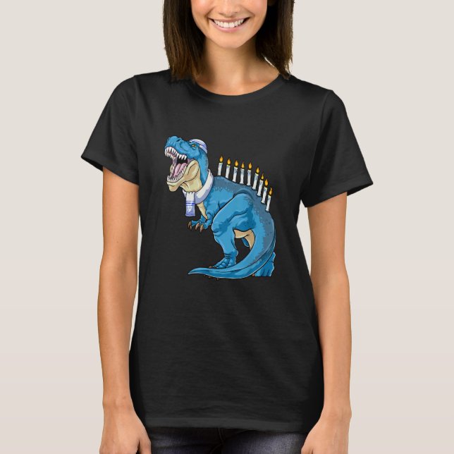 T-shirt Menorasaurus Rex Dinosaur Happy Hanukkah Pjs Famil (Devant)