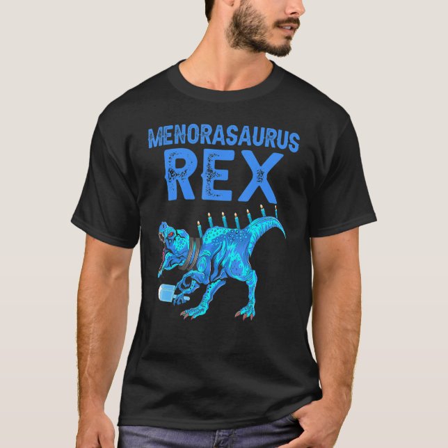 T-shirt Menorasaurus Rex Dinosaur Rex Hanoukka Menora Pu (Devant)
