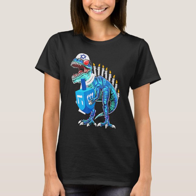 T-shirt Menorasaurus Rex Dinosaure Rex Hanukkah Pour Garço (Devant)