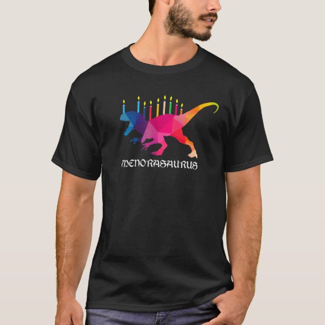 T-shirt Menorasaurus Rex Hanoukka Menorah Dinosaur Chanuk (Devant)