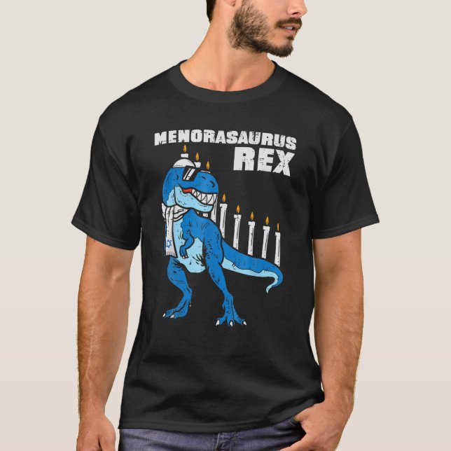 T-shirt Menorasaurus Rex Trex Menorah Hanoukka Chanukah Je (Devant)