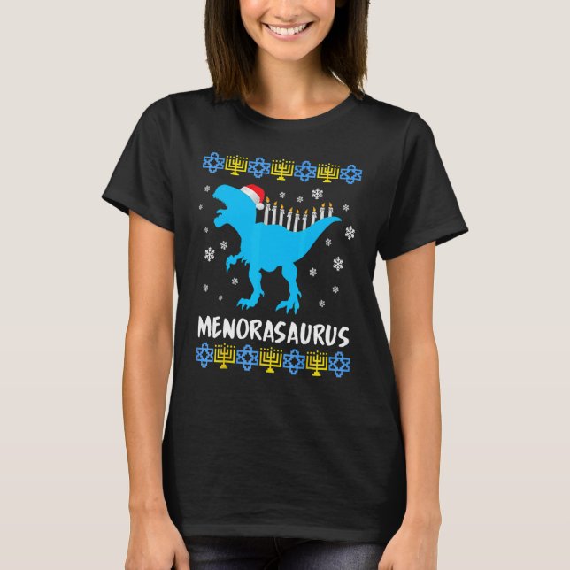 T-shirt Menorasaurus Rex Ugly Hanoukka Sweater Dinosaur Re (Devant)
