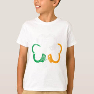 T-shirt Menottes Drapeau Irlandais Trèfle Police St. Patri
