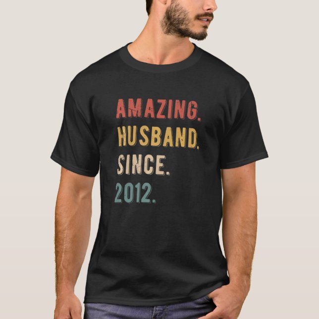 T-shirt Mens 11th Wedding Anniversary - Amazing Husband Si (Devant)